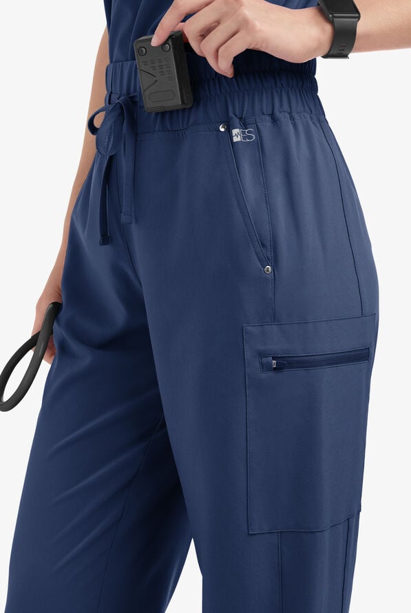 Easy STRETCH Ellie Women's 5-Pocket High Waisted Wide Leg Scrub Pants - Navy - 2