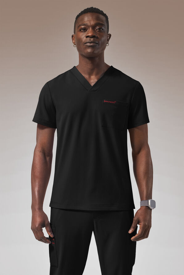 Camisa médica Hypothesis (RED) Omni V con cuello en V y 1 bolsillo para hombre - Jet Black - 1