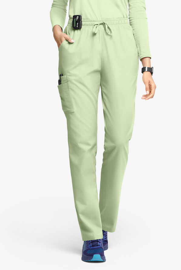 Pantalón médico Butter-Soft Originals de tiro natural estilo cargo con piernas rectas y 8 bolsillos para mujer - Spring Mint - 1