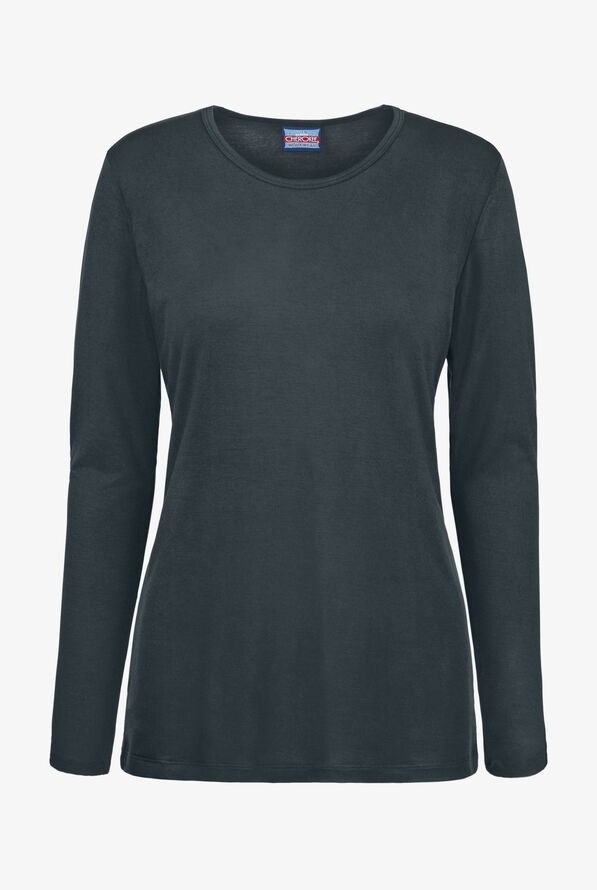 Cherokee Workwear Women's STRETCH Long Sleeve Knit Underscrub - Pewter - 1