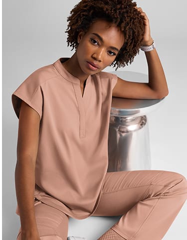 Healing Hands Journey Dolman Sleeve Mandarin Collar Scrub Top