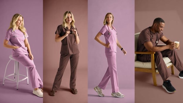 pink and brown scrubs