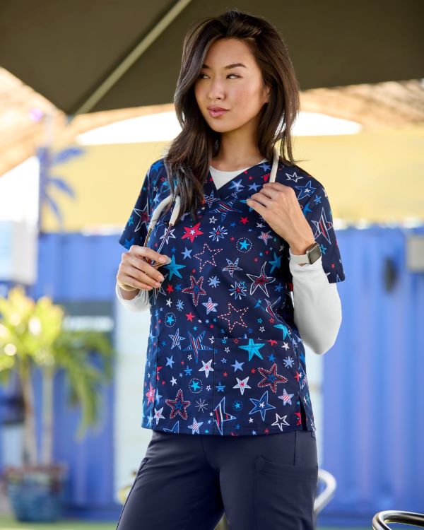 4th of july print scrubs