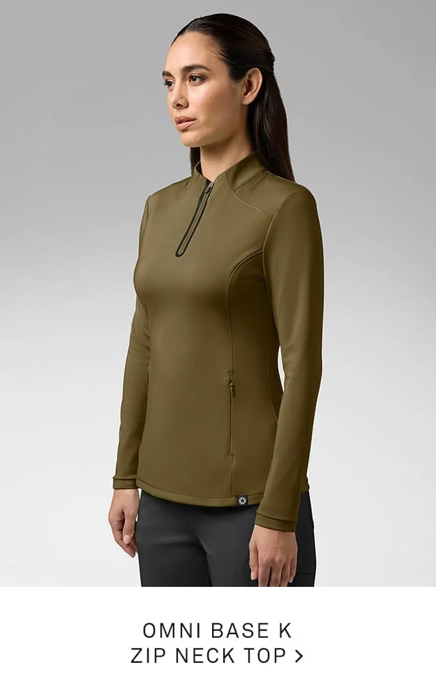 Omni Base K Zip Neck Srubs Top 
