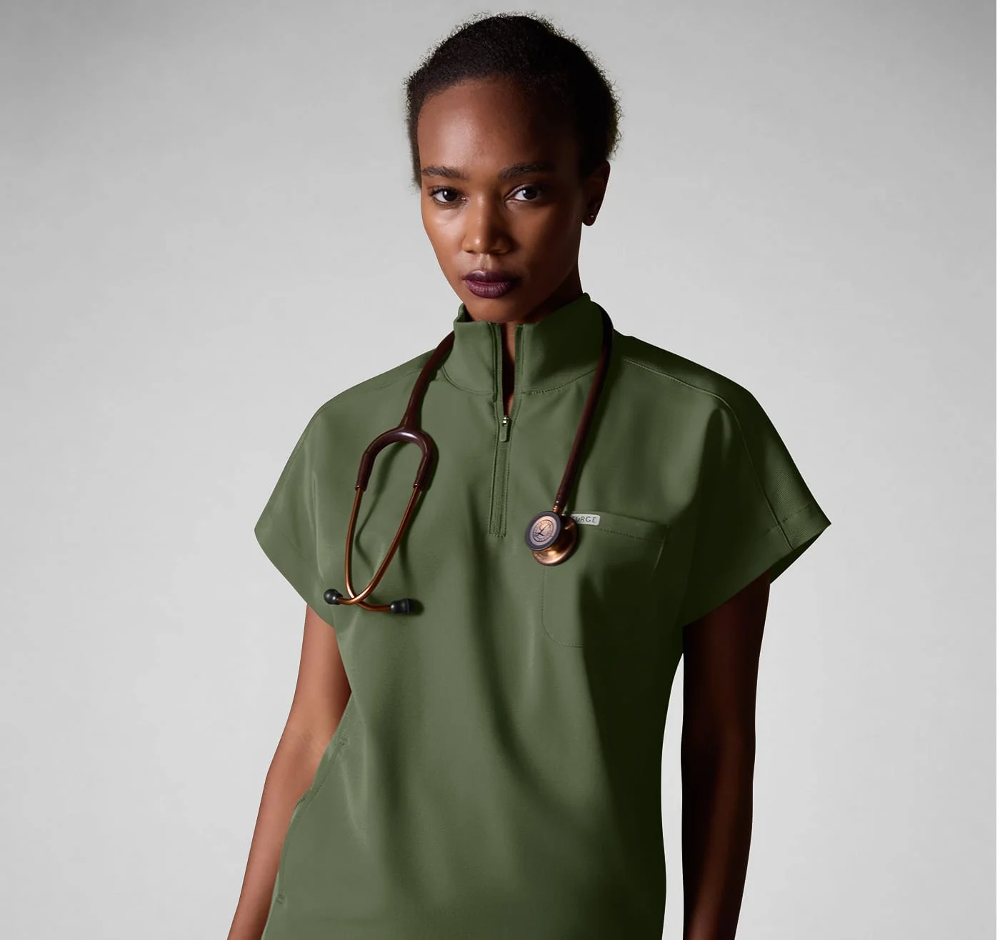 ReSurge Rhine 5-Pocket Oversized Zip Collar Scrub Top