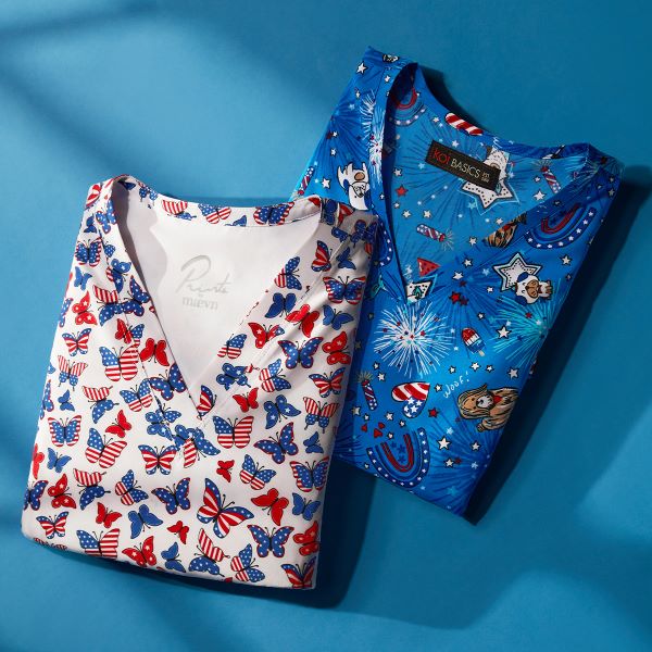 americana print scrubs