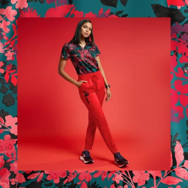 red scrubs