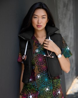 spider web print scrub top