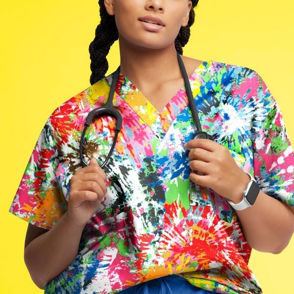 tie dye pride scrubs