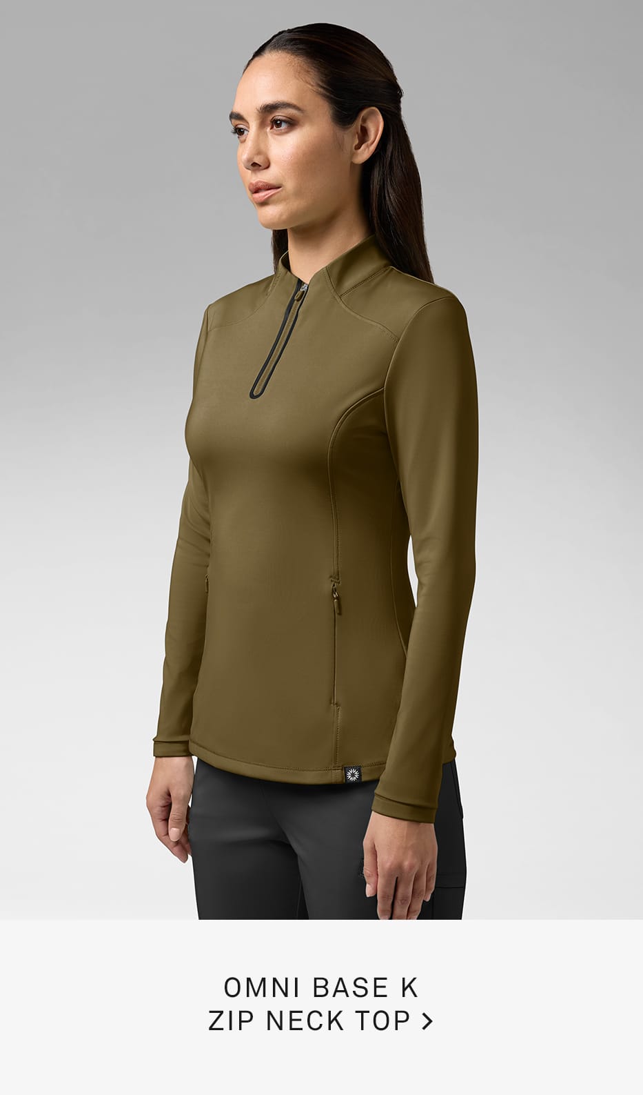 Omni Base K Zip Neck Srubs Top 