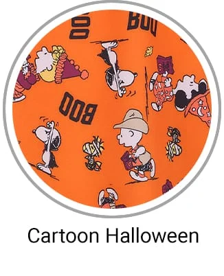 Cartoon Halloween Print Scrubs