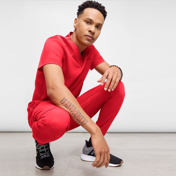 red scrubs for men
