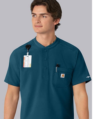Carhartt Cross Flex Zip Pocket Henley Banded Collar Scrub Top