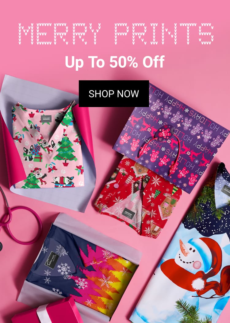 Christmas Print Scrubs on Sale