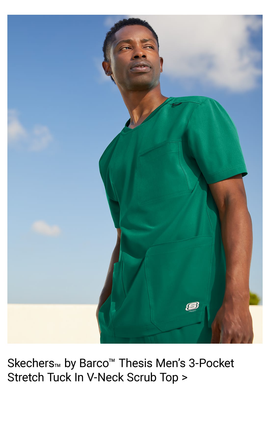 Skechers by Barco Thesis Men’s 3-Pocket Stretch Tuck-In Scrub Top