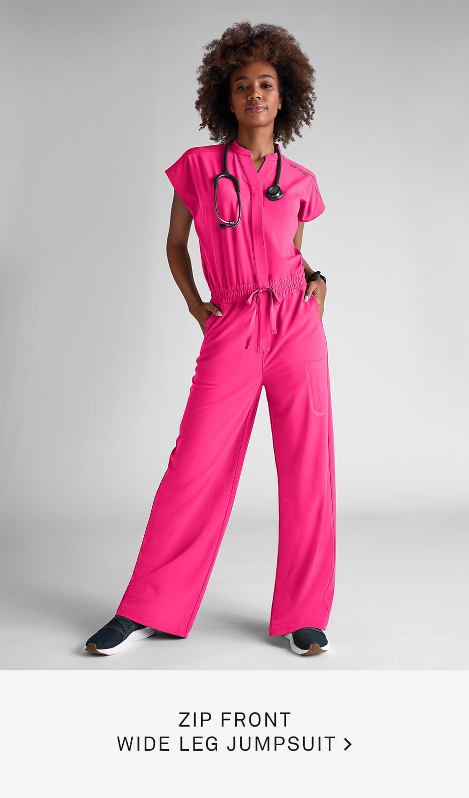 Zip Front Wide Leg Jumpsuit 