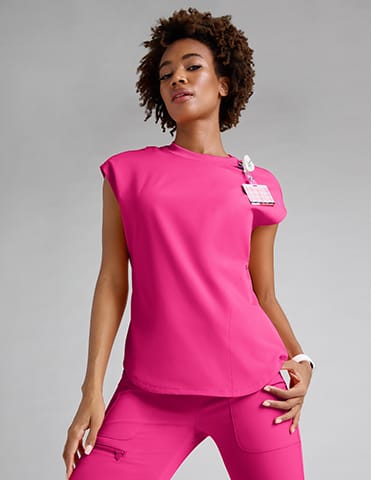 Med Couture Amp Tuck In Dolman Crew Neck Scrub Top