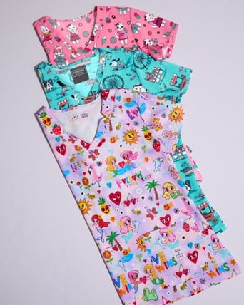 summer print scrubs