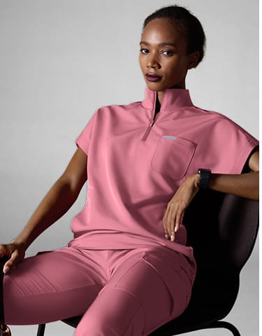 ReSurge Rhine Oversized Half Zip Stand Collar Scrub Tops