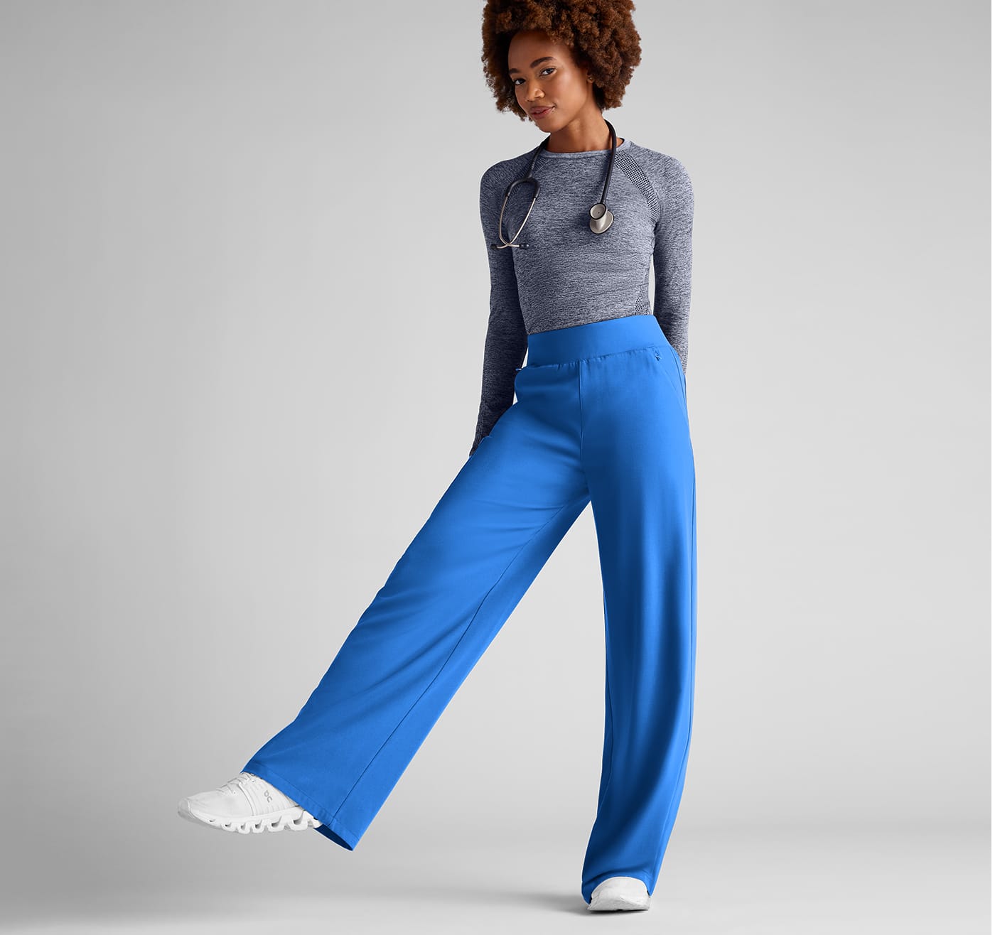 Hypothesis Y-Band Yoga Style Knit Waist Wide Leg Scrub Pant