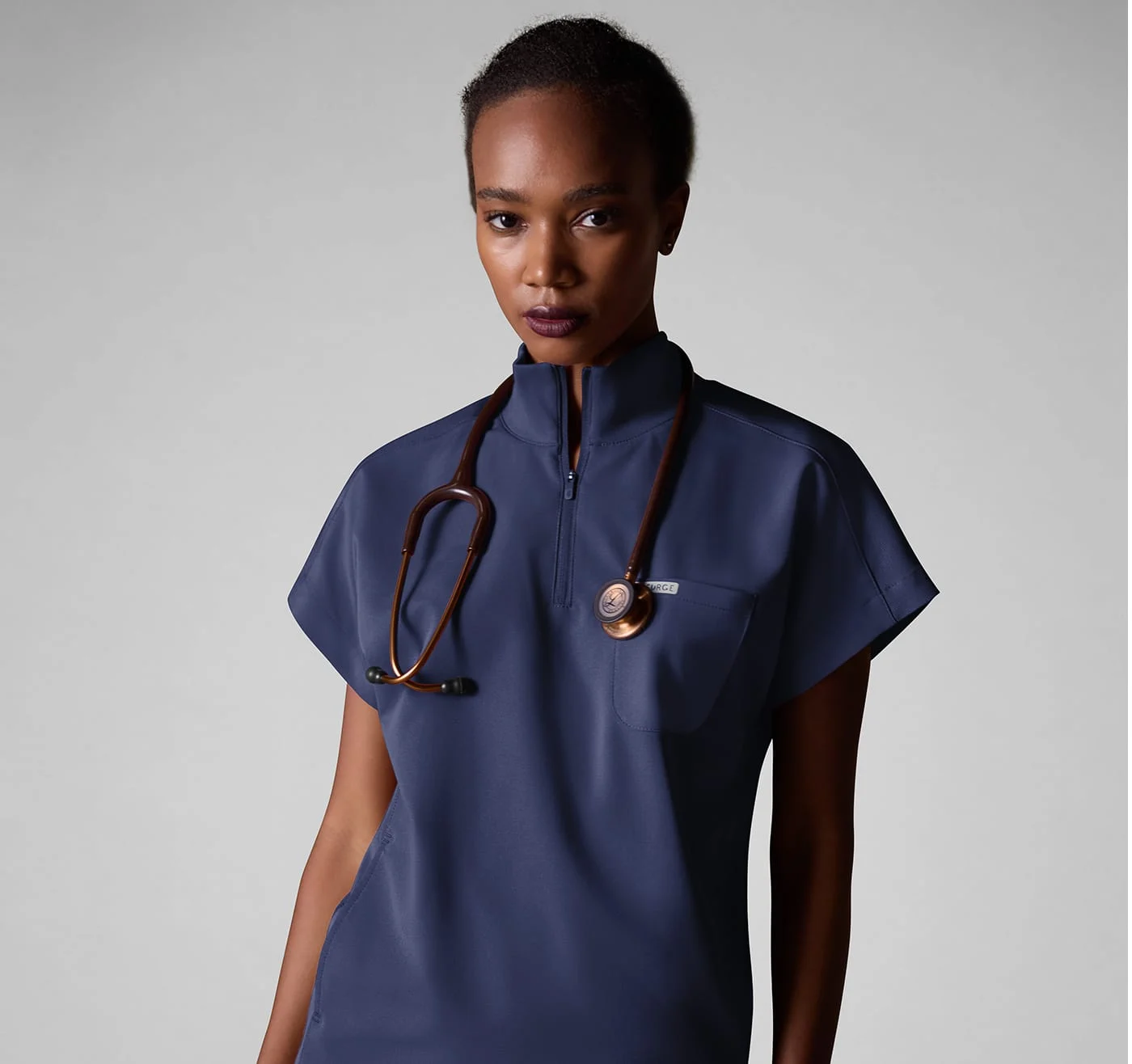 ReSurge Rhine 5-Pocket Oversized Zip Collar Scrub Top