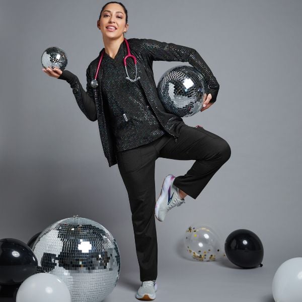 black sparkly scrubs