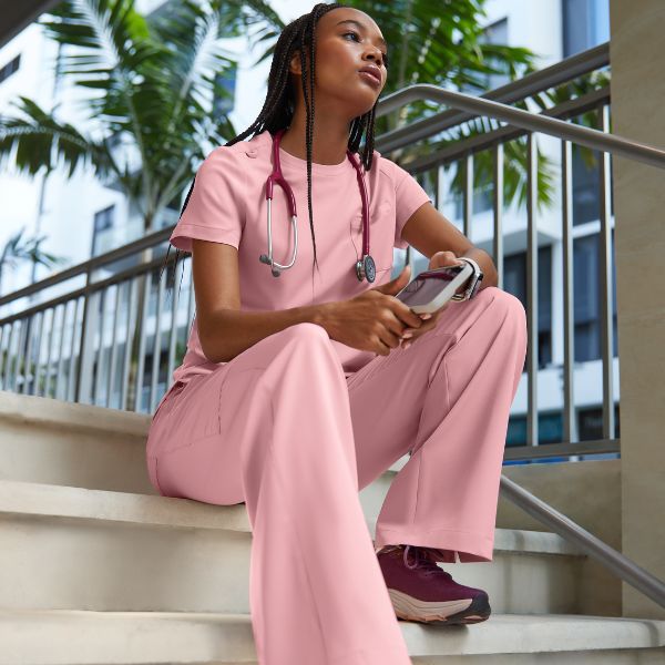 pink nursing scrubs