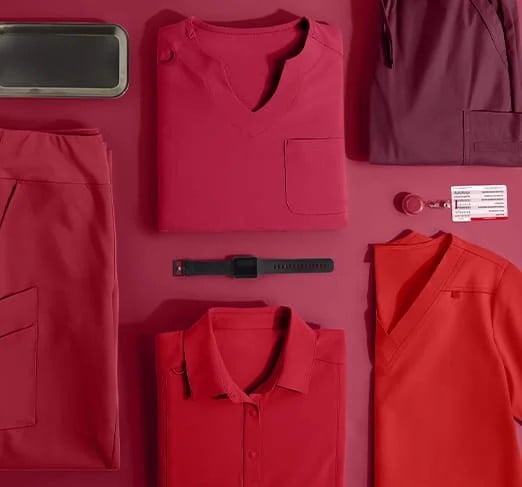 red scrubs