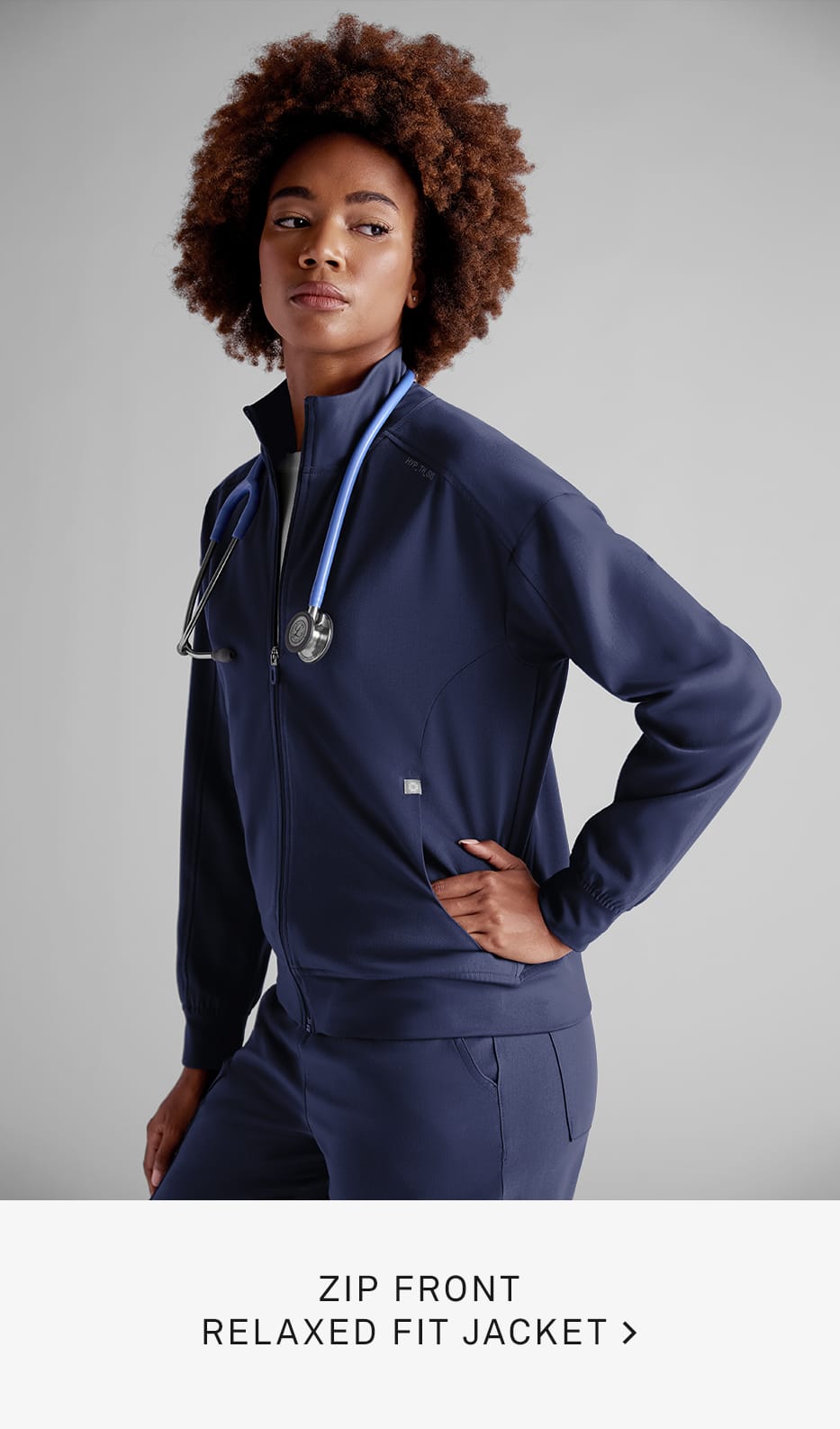 Zip Front Navy Scrub Jacket 