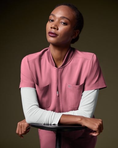 zip up scrub top