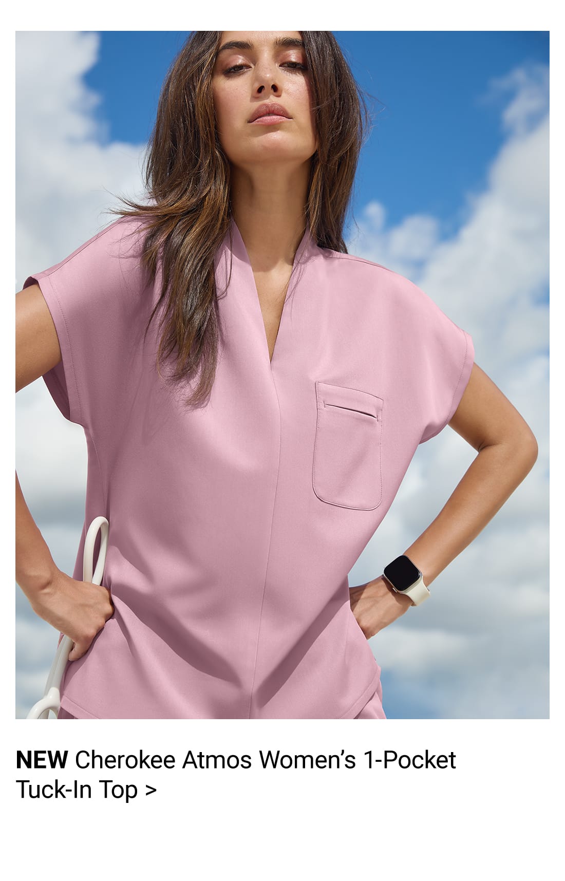 Cherokee Atmos Women’s 1-Pocket Tuck-In Scrub Top