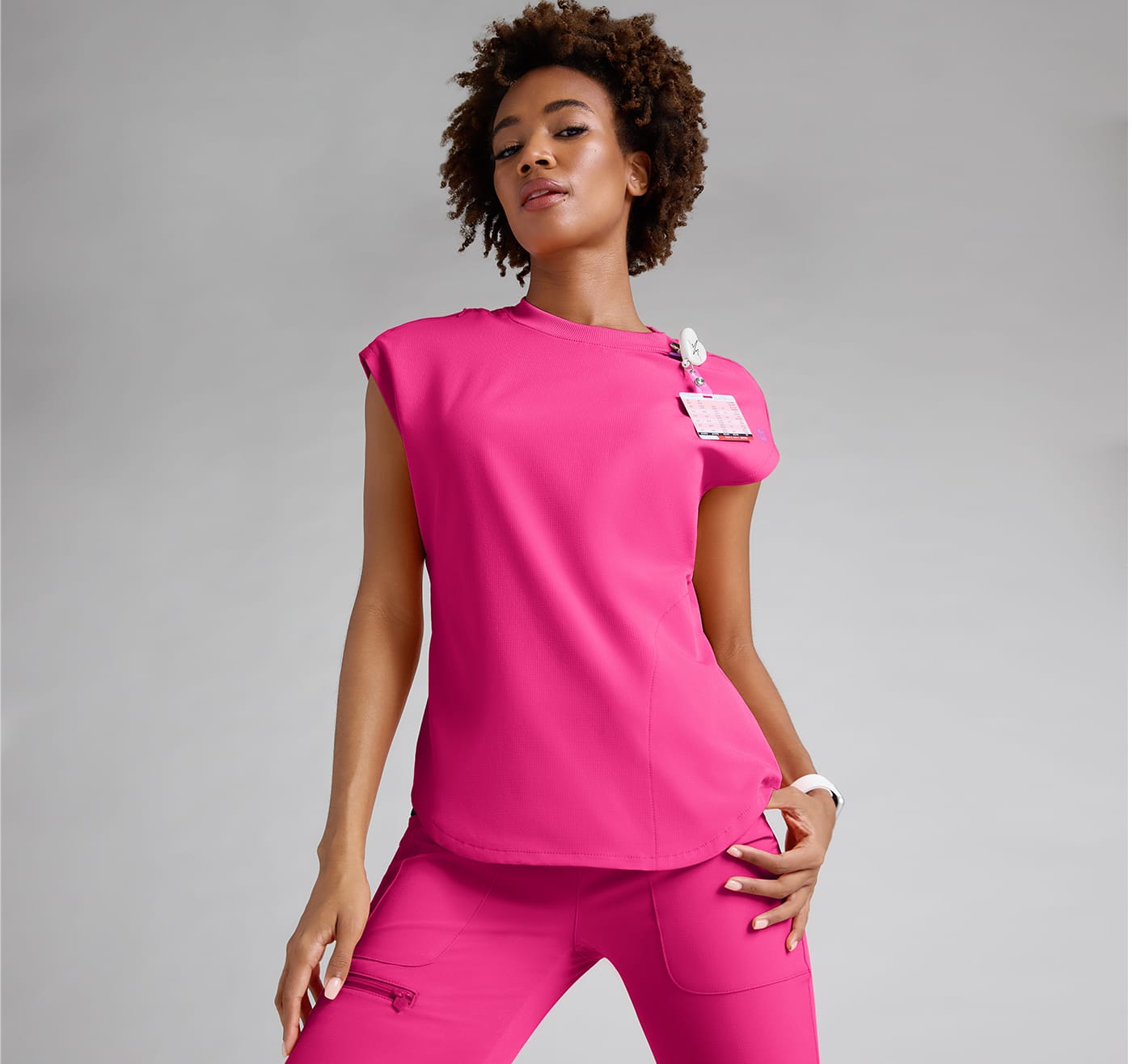 Med Couture Amp Tuck In Dolman Crew Neck Scrub Top