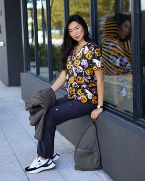 ghosts and pumpkins print top