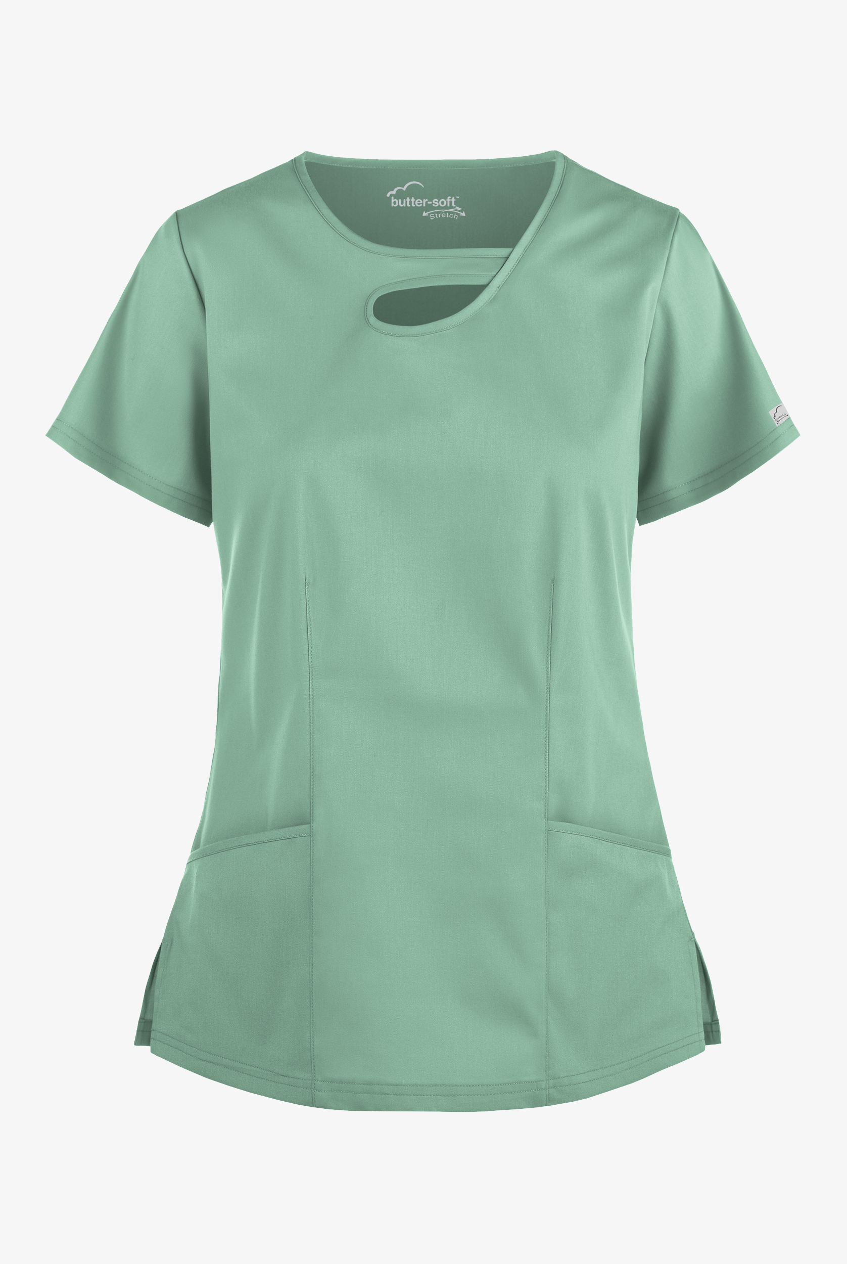 Butter-Soft STRETCH Women's 2-Pocket Asymmetric Keyhole Scrub Top