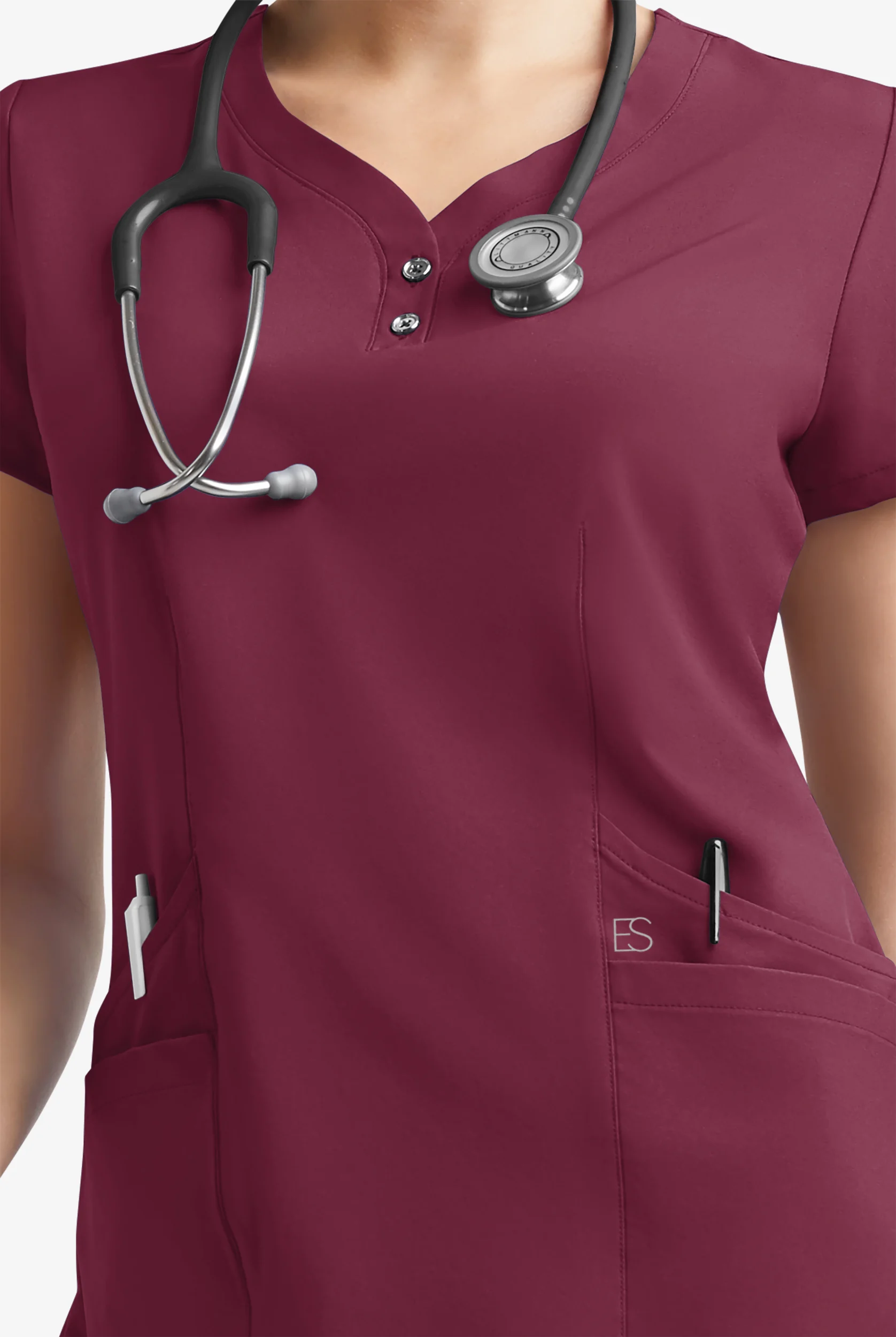 Easy STRETCH Demi Women's 4-Pocket Henley Scrub Top