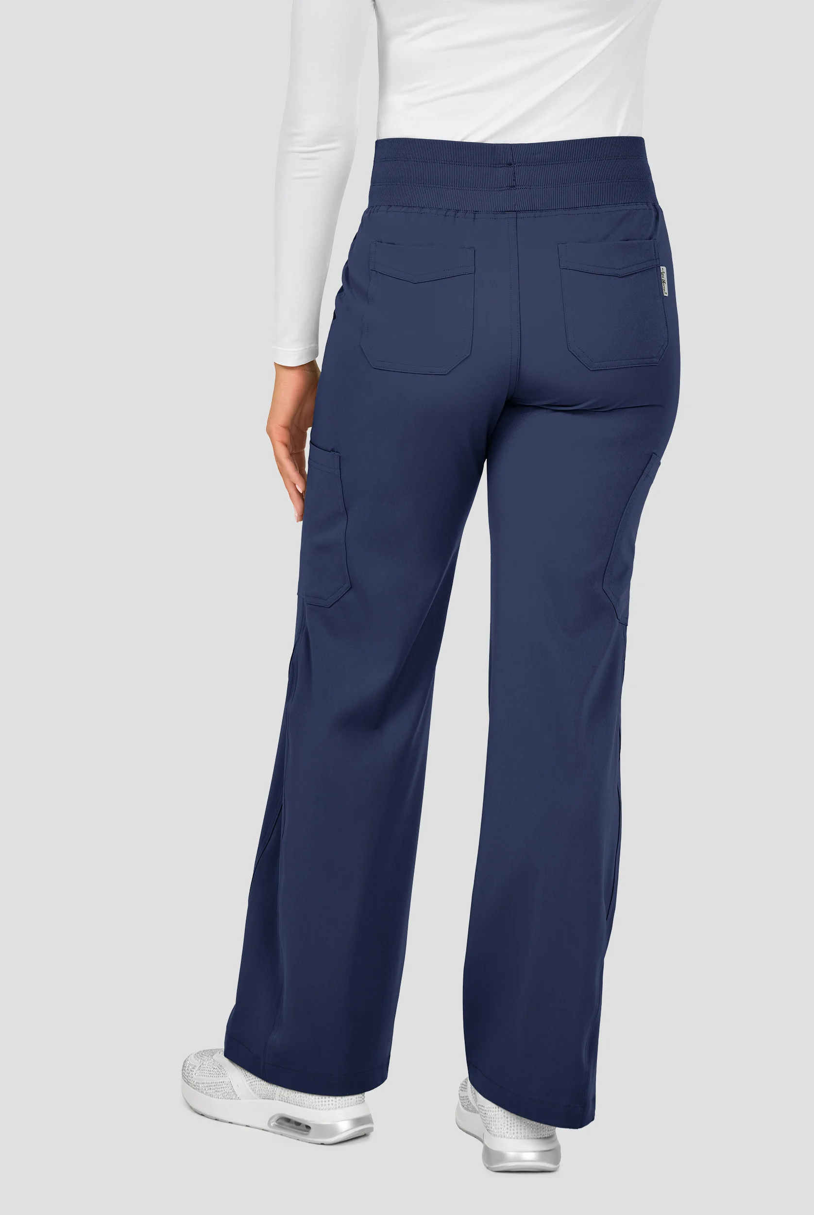 Zavate Ava Therese Avery Women's 6-Pocket STRETCH High Waist Cargo Wide Leg Scrub Pants