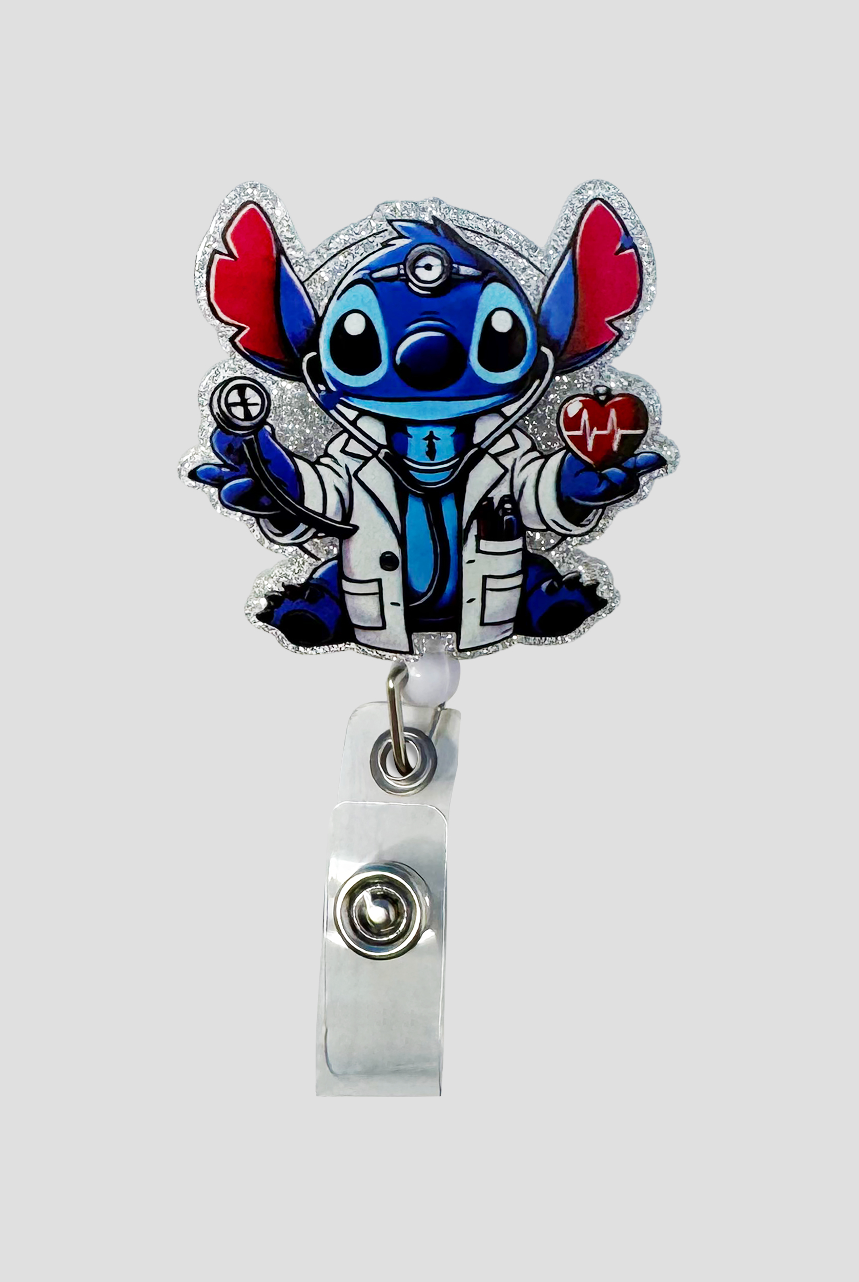 Cutieful Lilo & Stitch EKG Stitch Retractable Acrylic ID Badge Holder