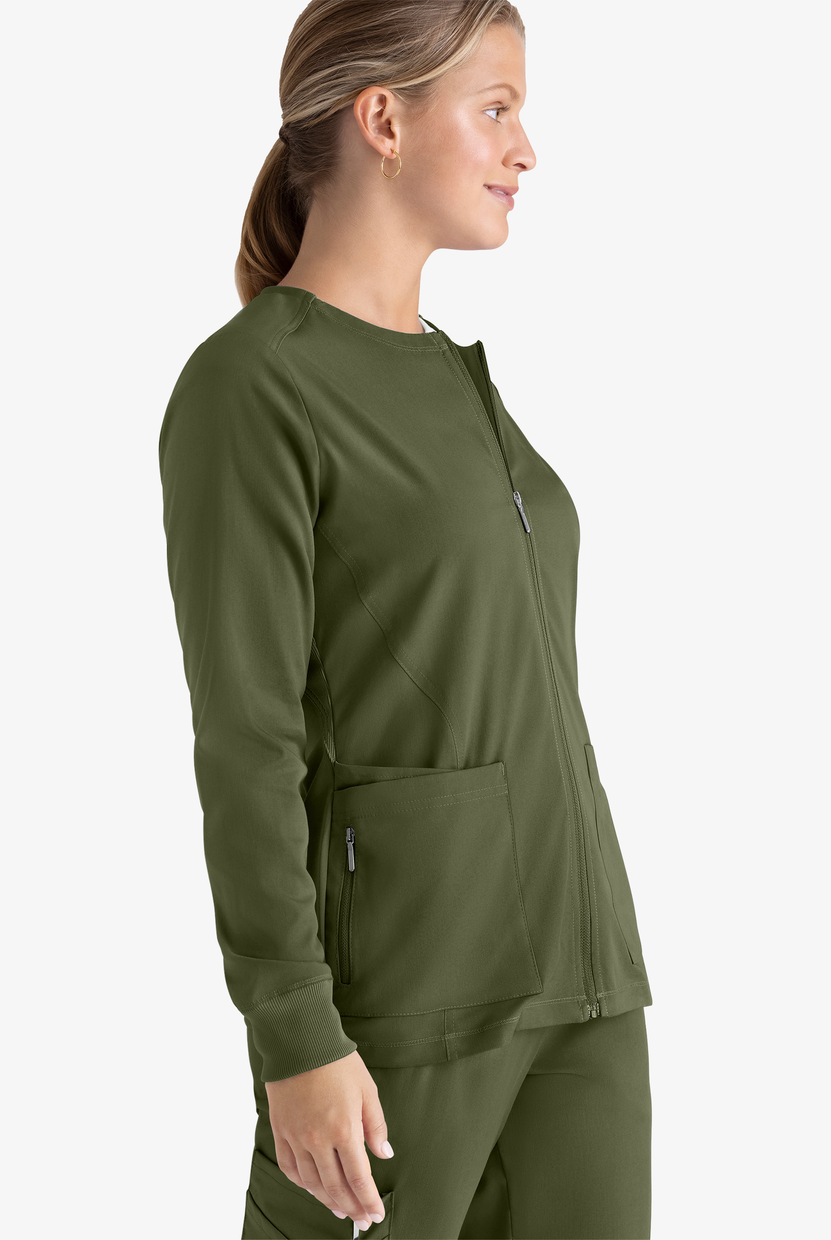 Grey's Anatomy by Barco Spandex STRETCH Gianna Women's 5-Pocket Zip Front Scrub Jacket