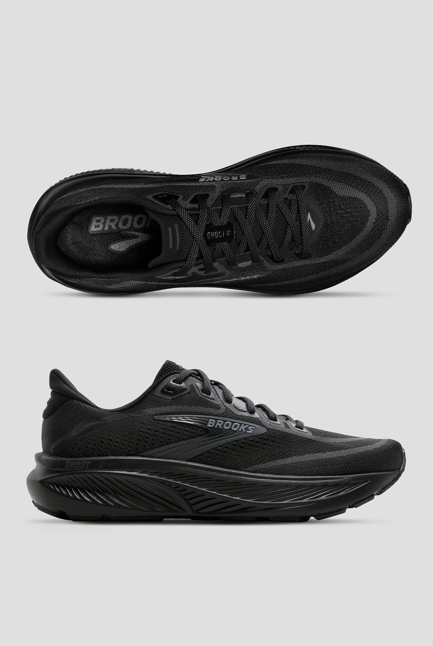 Brooks Men's Ghost 18 Black/Black/Ebony Athletic Lace Up Shoes