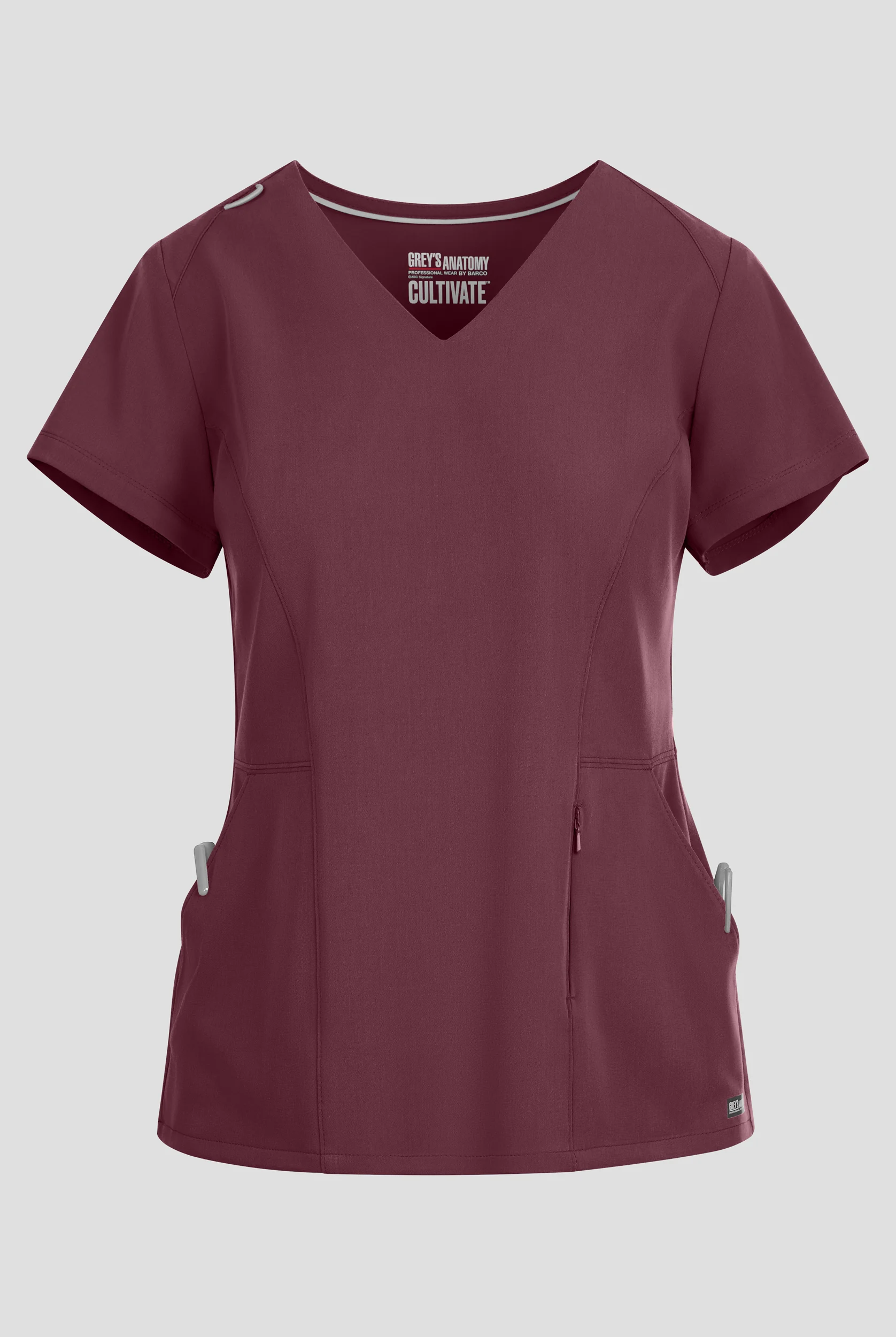 Grey's Anatomy by Barco Cultivate Spring Women's 3-Pocket STRETCH Peplum V-Neck Scrub Top