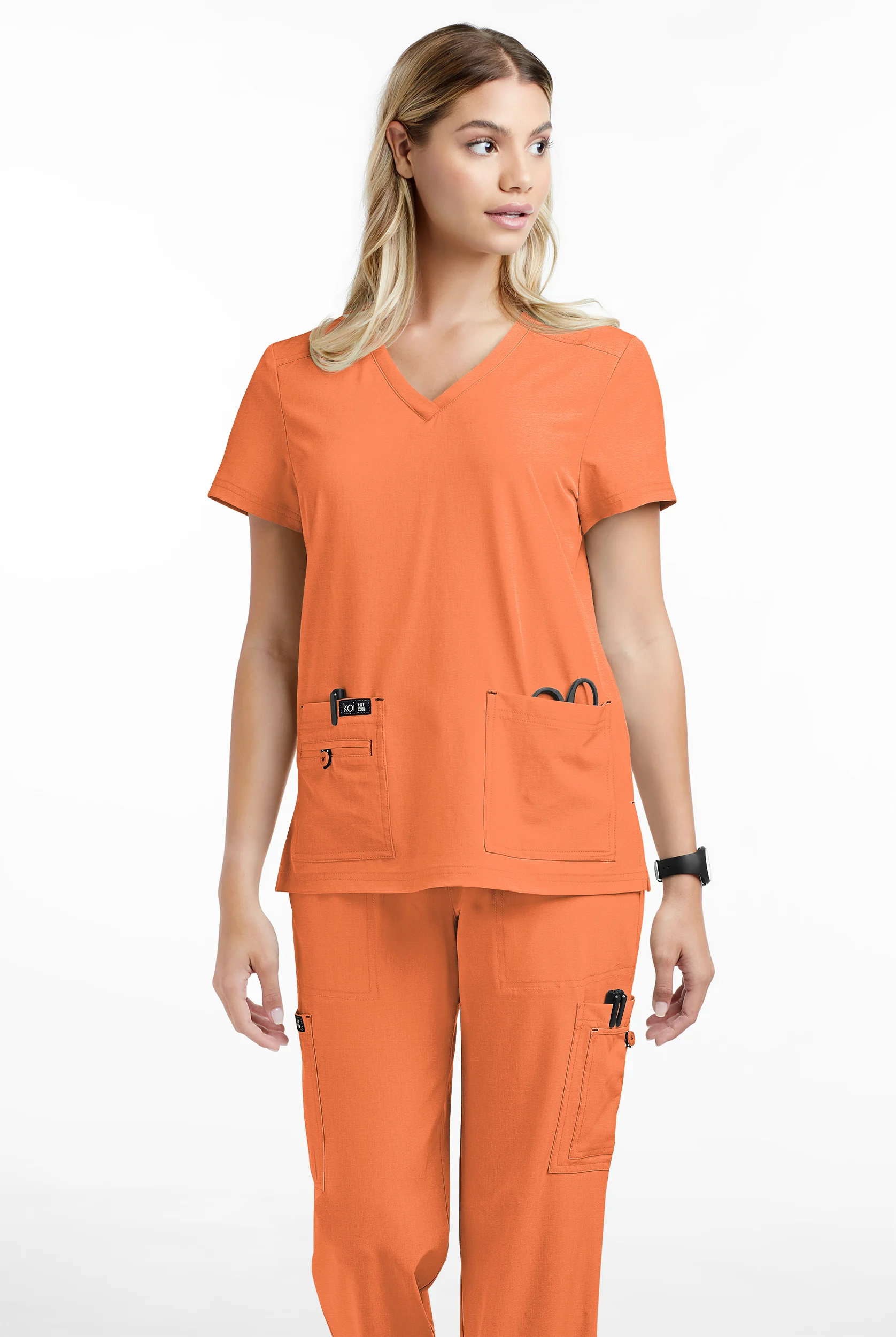 koi Basics Becca Women's 4-Pocket STRETCH V-Neck Scrub Top