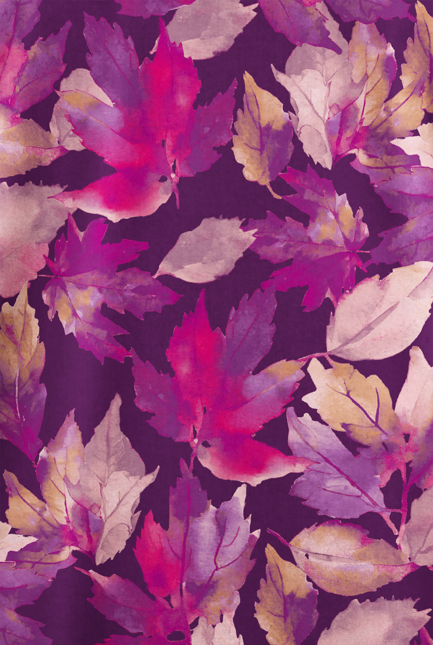 Blusa médica estampada Butter-soft Originals Leaves Of Autumn Eggplant con cuello en V y 2 bolsillos para mujer