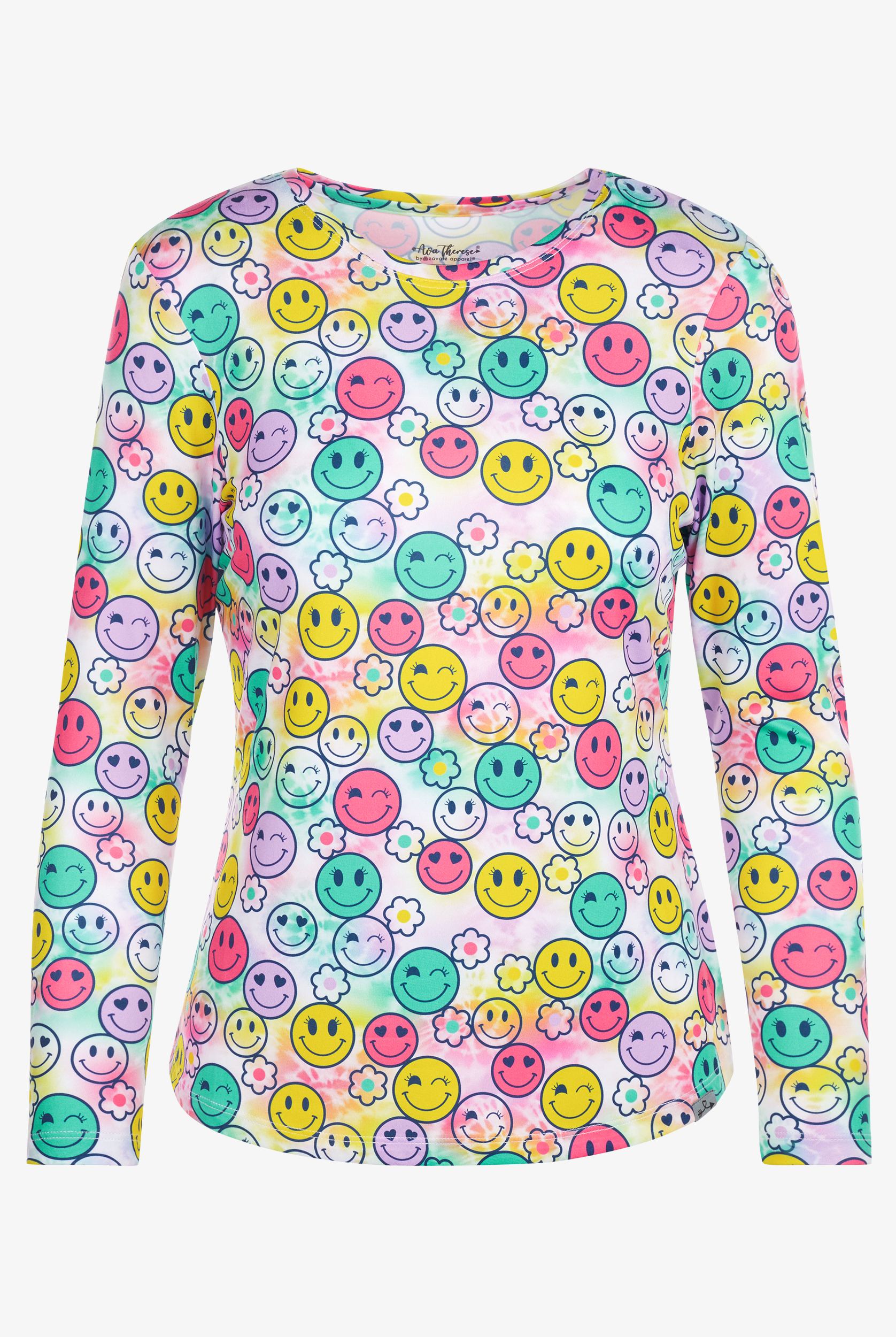 Zavate Ava Therese Joyful Days Women's STRETCH Long Sleeve Knit Print Underscrub