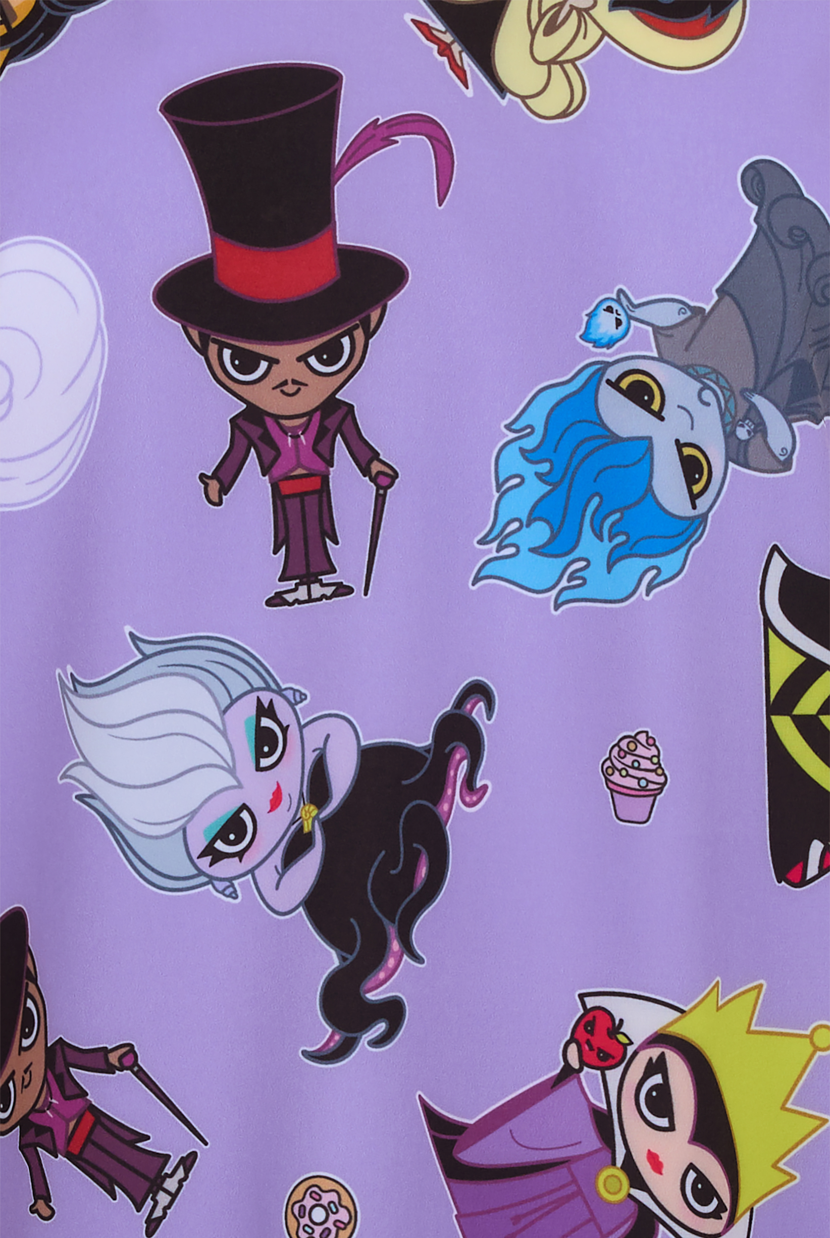 Blusa médica estampada Disney Villains Halloween by Funscrubs STRETCH con cuello en V y 2 bolsillos para mujer