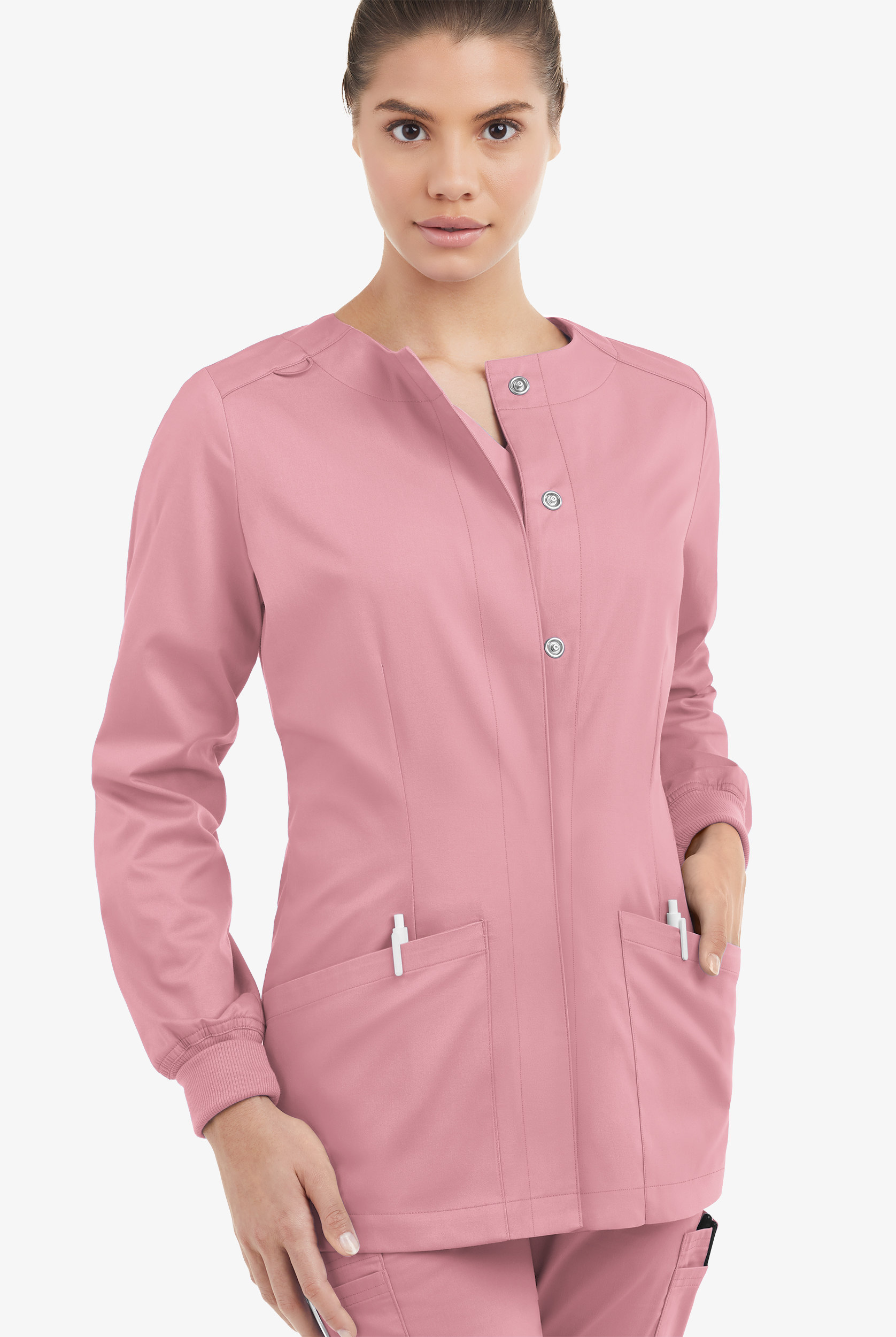 Butter-Soft STRETCH Women's 2-Pocket Long Sleeve Snap Front Scrub Jacket