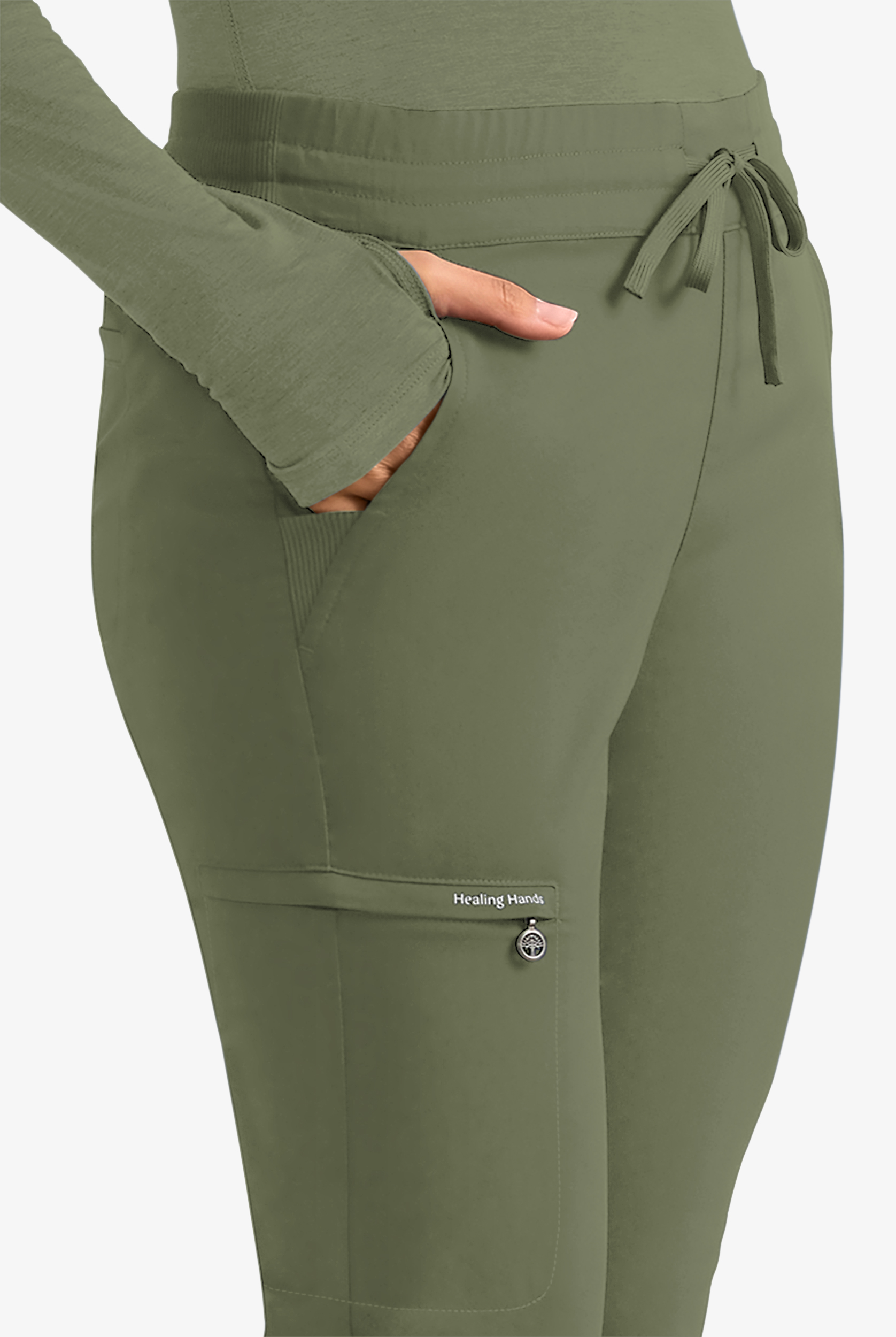 Healing Hands Purple Label Women's 6-Pocket STRETCH Flare Leg Drawstring Scrub Pants