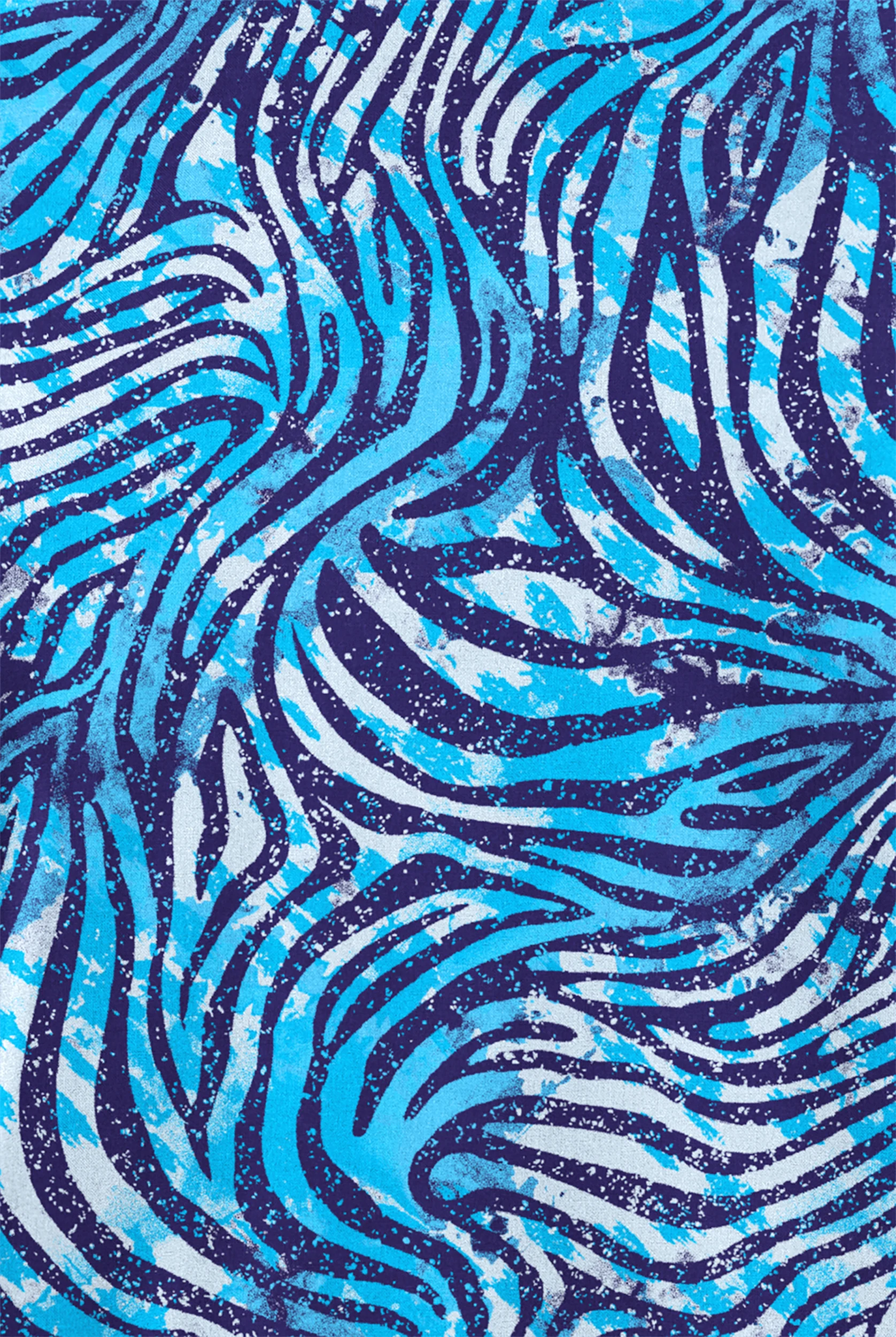 Butter-Soft Originals Abstract Zebra Turquoise Women's 6-Pocket Mandarin Collar Print Scrub Top