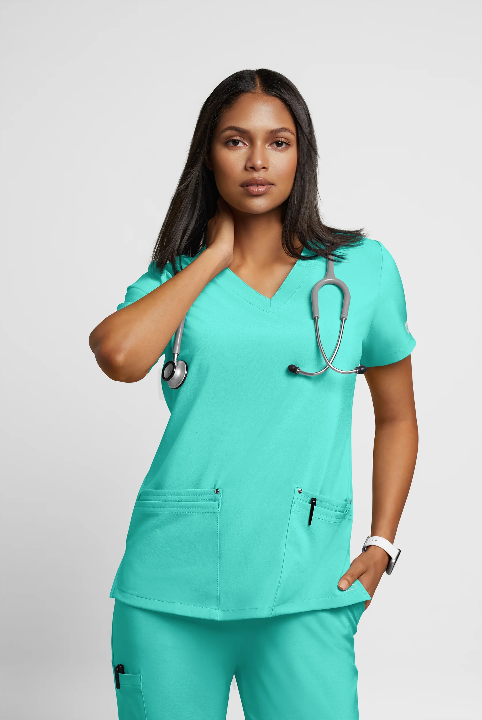 Easy STRETCH Lina Mitered Women's 4-Pocket V-Neck Scrub Top