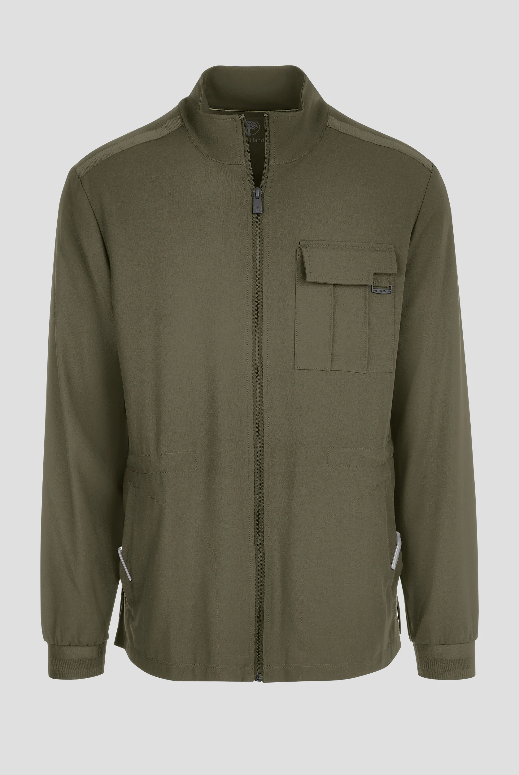 Healing Hands Quest Men's 4-Pocket STRETCH Zip Front Utility Scrub Jacket