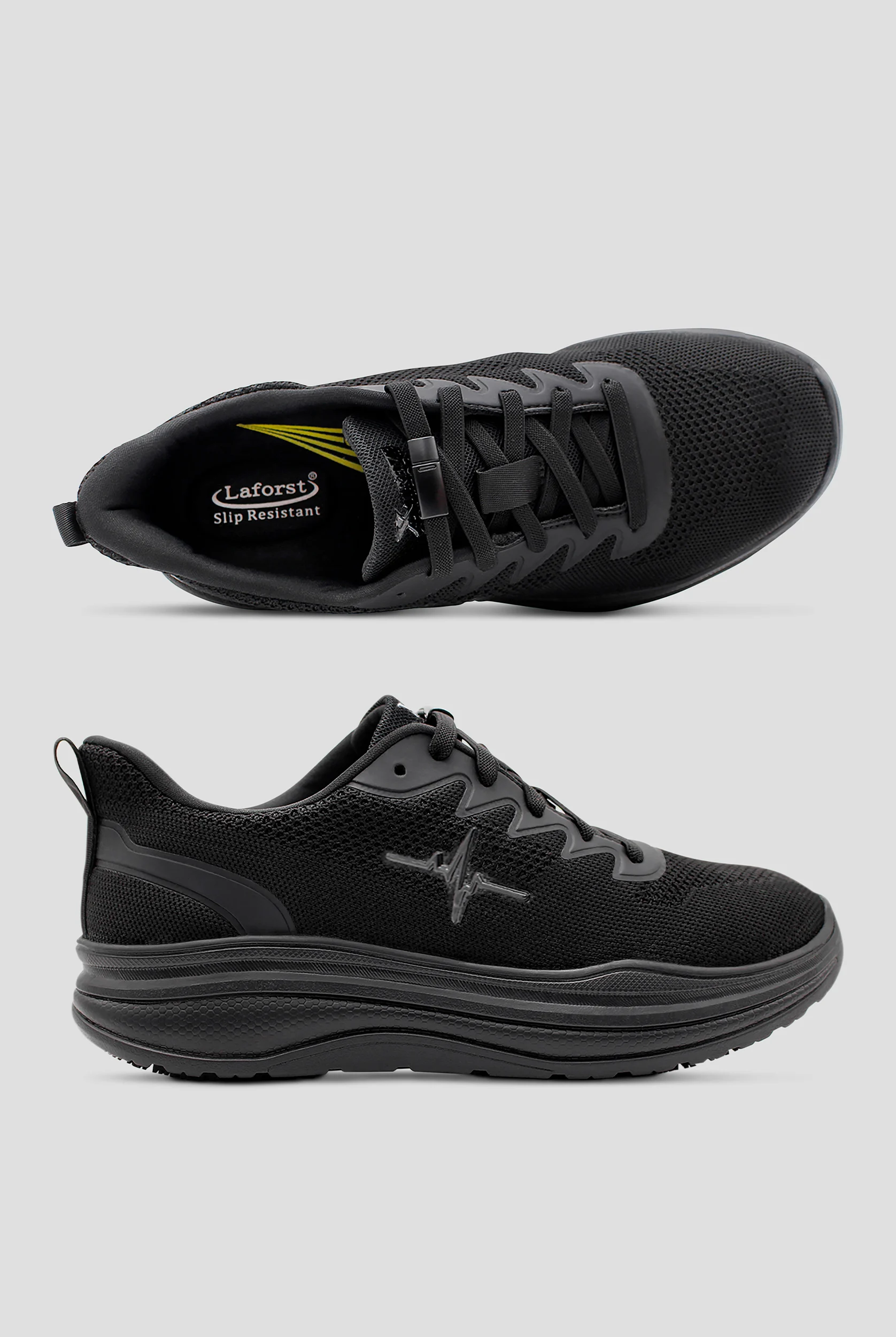 LaForst Men's Extreme Comfort Slip-Resistant Gliders Heartbeat Black Bungee Athletic Shoes